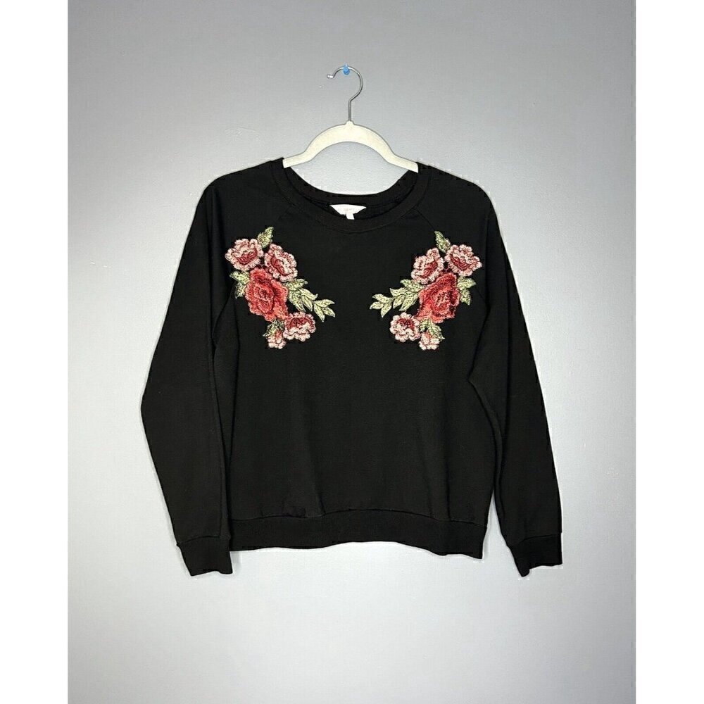Stella Tweed 3D Knit Rose Sweater Pullover Soft Floral Embroidered Cottagecore L
